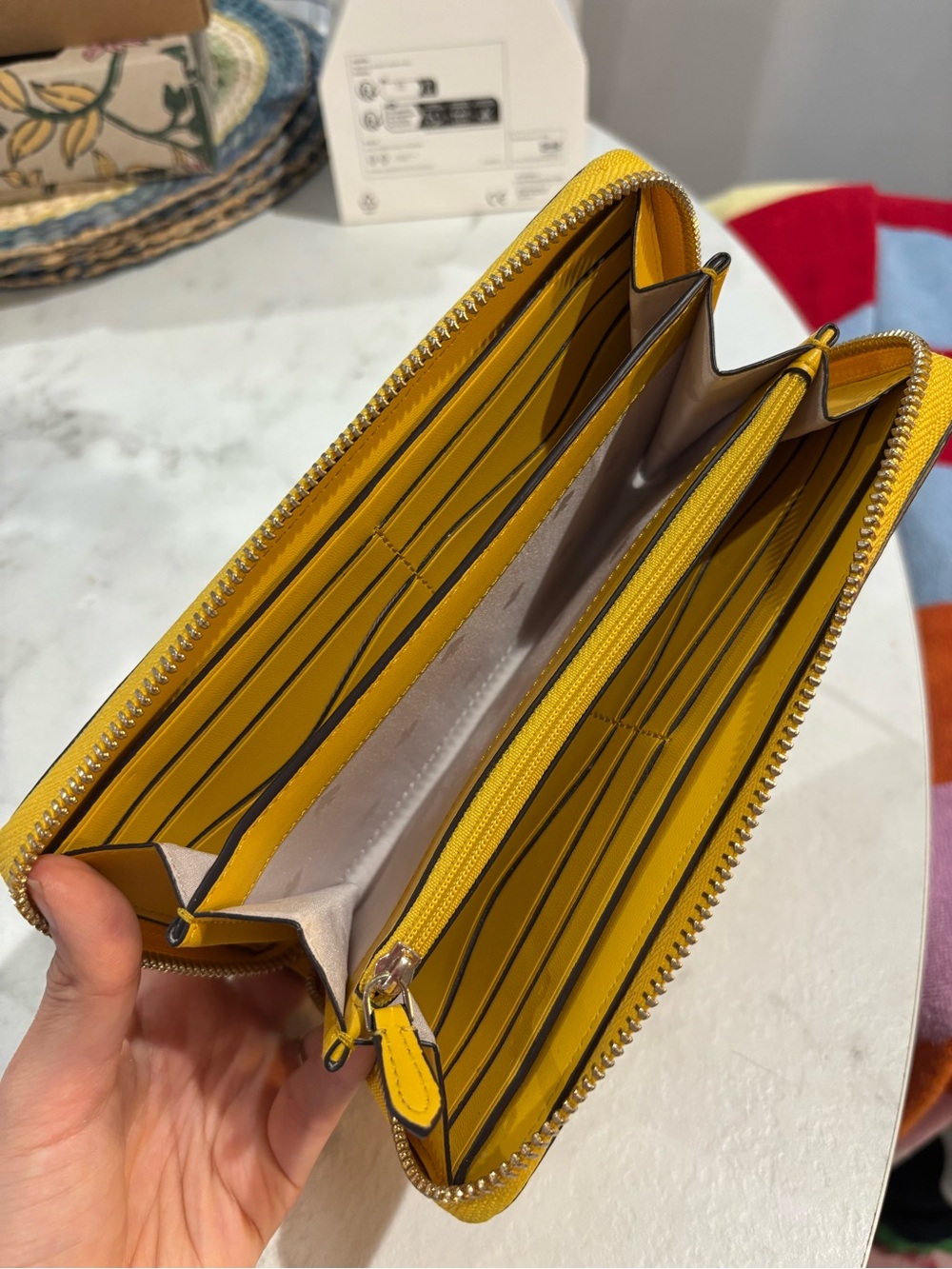 Kate Spade Yellow Pebbled Leather Zip-Around Wallet - Picture 4 of 10